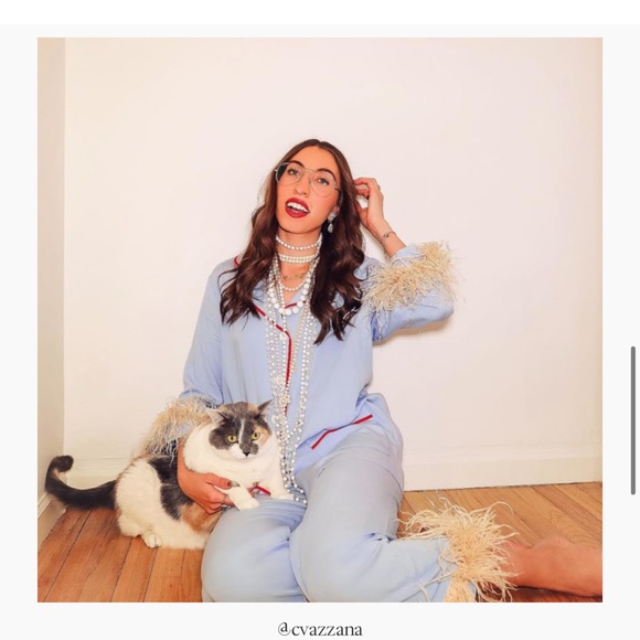 SOLD SLEEPER Party Pajama Set with Feathers in Blue size - S SOLD OUT EVERYWHERE - Picture 3 of 16